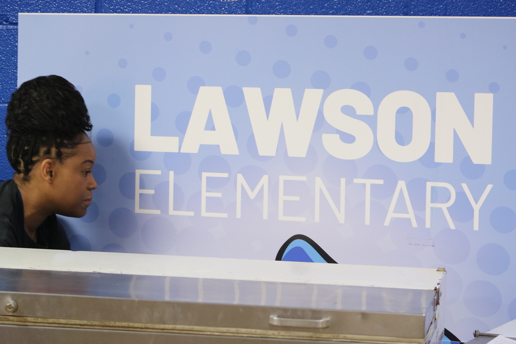 new cafeteria signs for Lawson Elementary. This one says, "LAWSON ELEMENTARY"