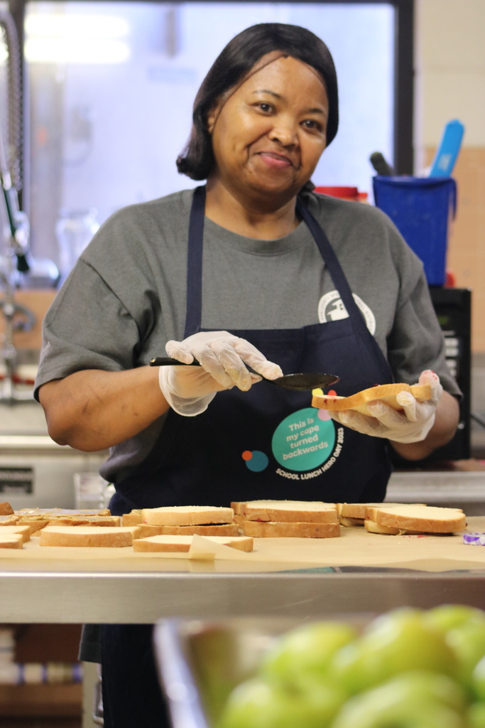 A cafeteria worker at Lawson Elementary