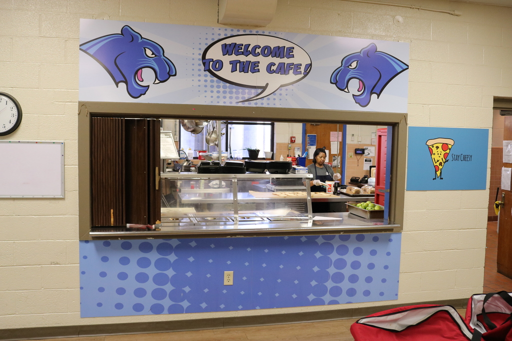 new cafeteria signs for Lawson Elementary. This one says, "Welcome to the Cafe"