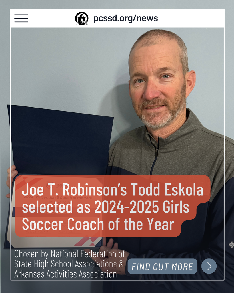 Article cover for Todd Eskola selected as Coach of the Year. The image shows Eskola holding his award certificate