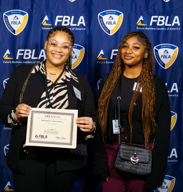 Two students with their FBLA certificate