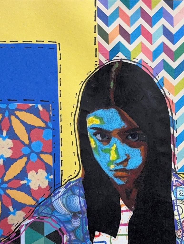 A Bisa Butler inspired portrait of a Maumelle High School student