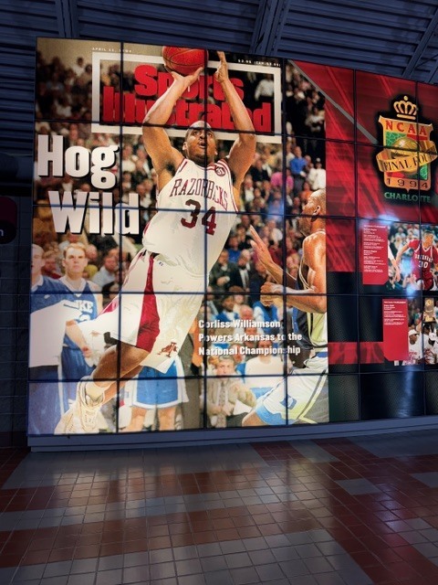 A sports illustrated magazine on a sign