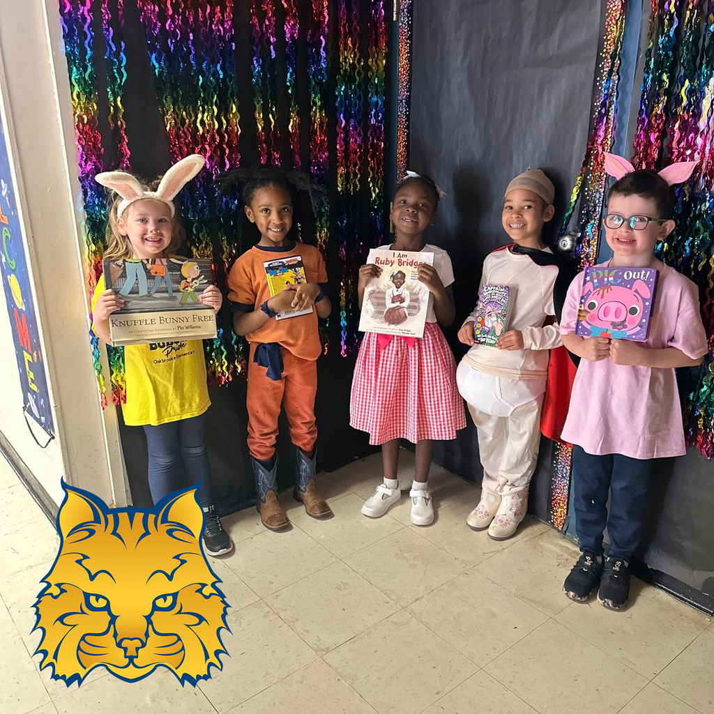 Students from Oakbrooke dressed as their favorite book characters while holding their favorite book.