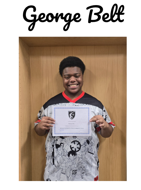 Student of the month with certificate