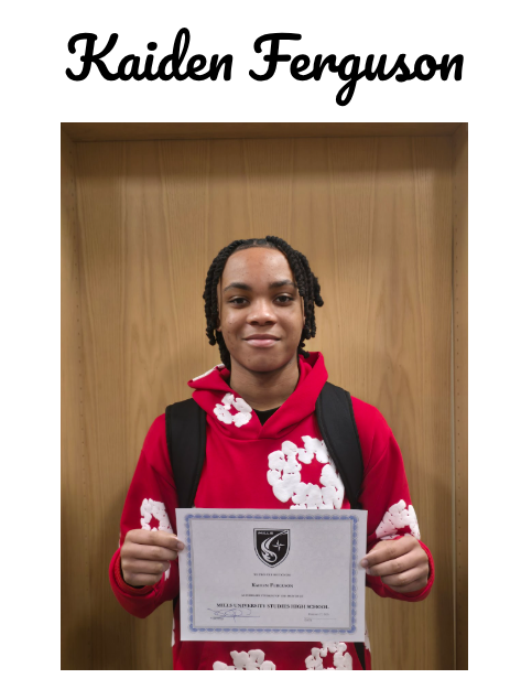 Student of the month with certificate