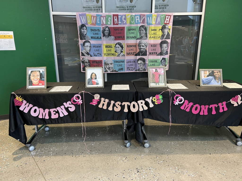 A display of women's photos for women's History month