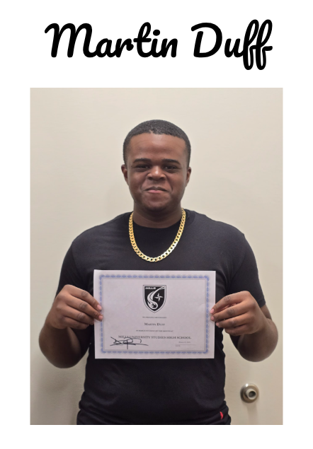 Photo of 11th grade student with a certificate