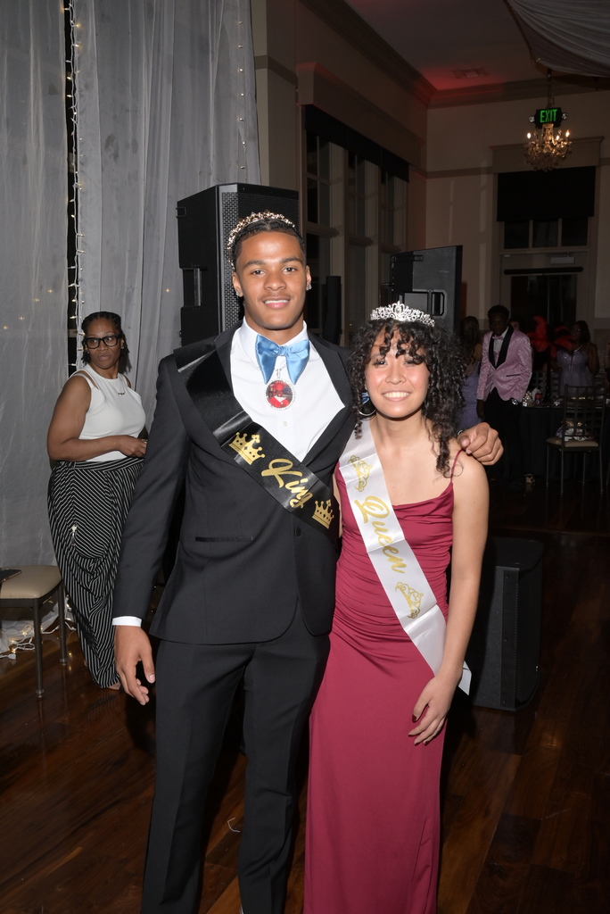 Pictured RHS Prom King Damon Salley and Prom Queen Kana Bauer wearing  their royal regalia! 