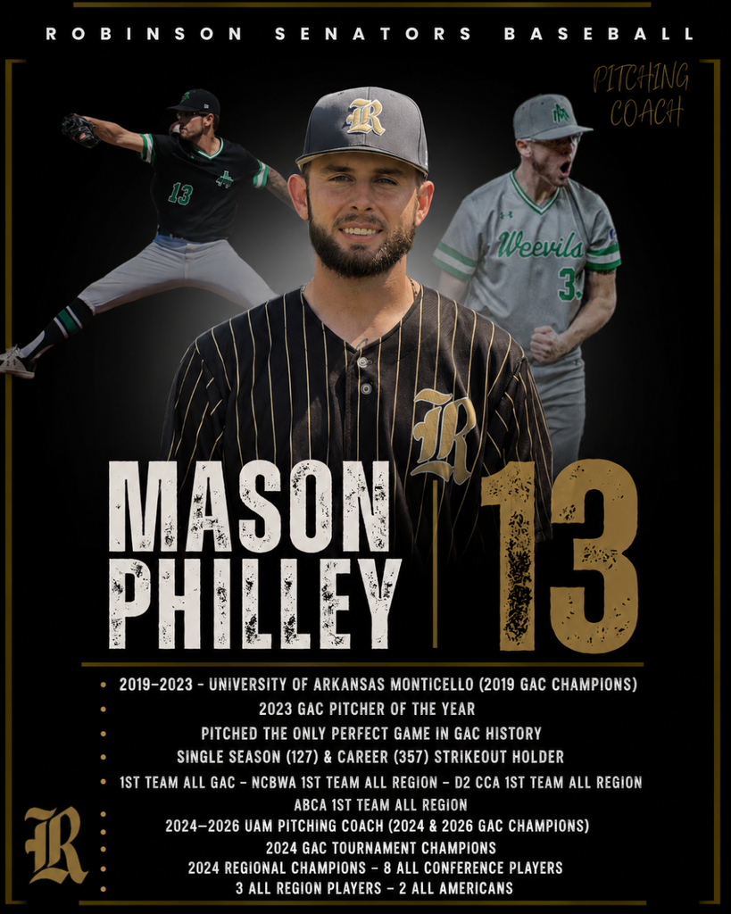 Mason Philley named Pitching Coach at Robinson High School 