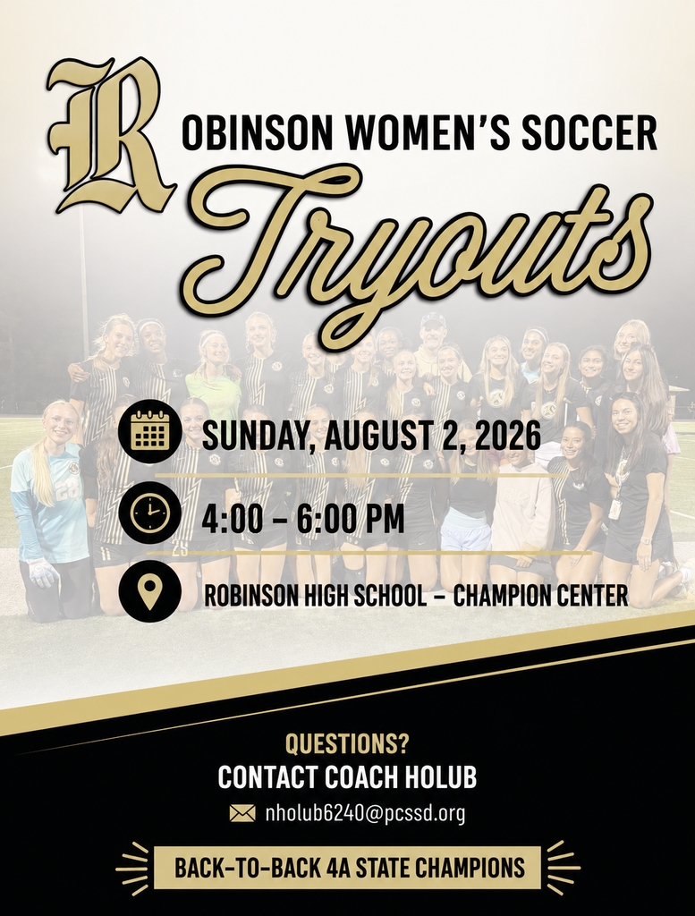 Robinson High Girl's Soccer Tryouts August 2, 2026 