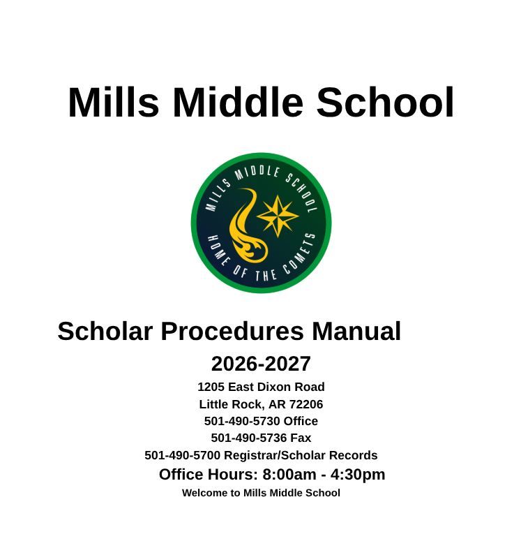 Picture of Cover of Mills Middle School Scholar Procedures Manual