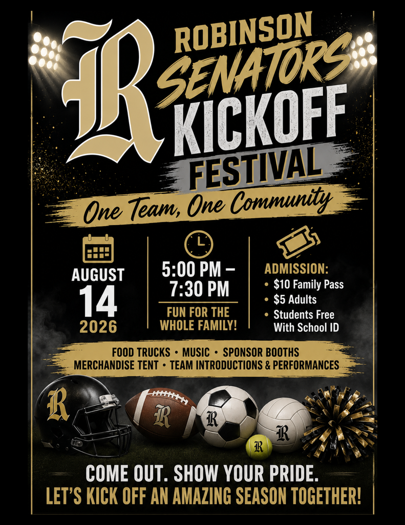 Robinson Senators Kickoff Festival August 14, 2026.