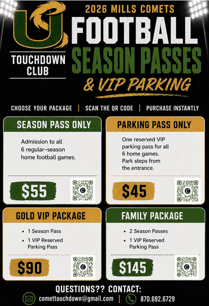 Graphic that lists the season passes for parking or game admissions.