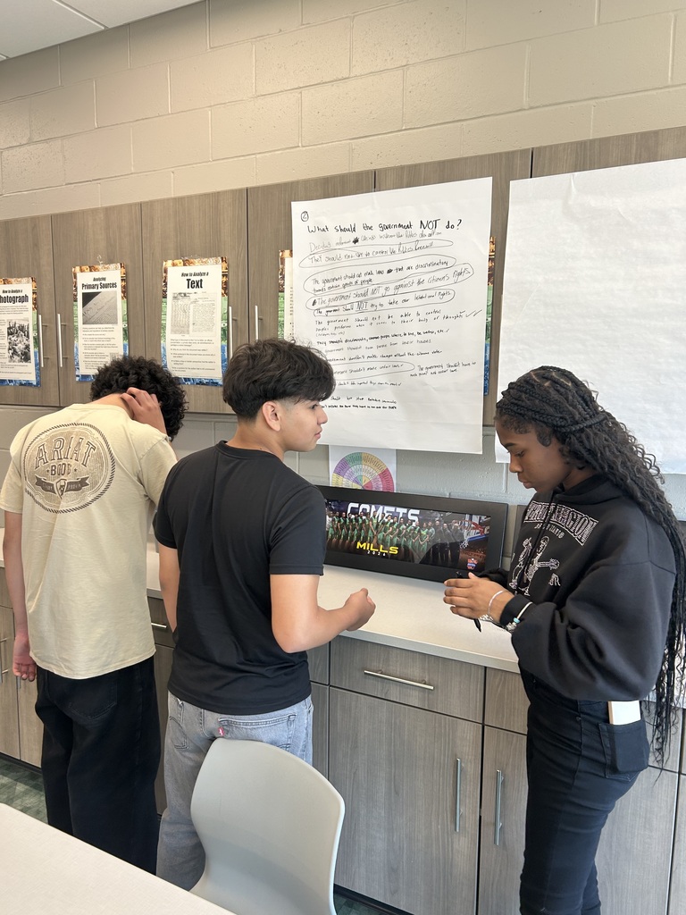 Students working on charts for class