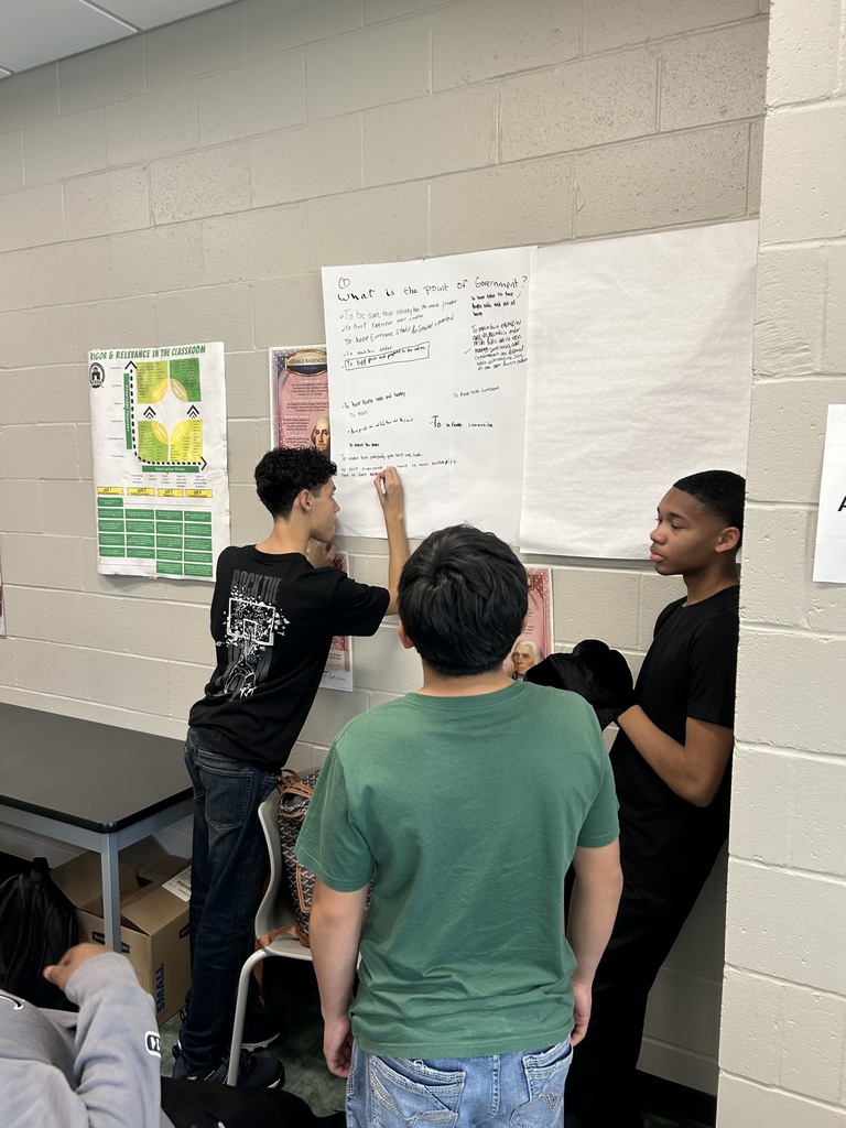 Students writing on chart paper