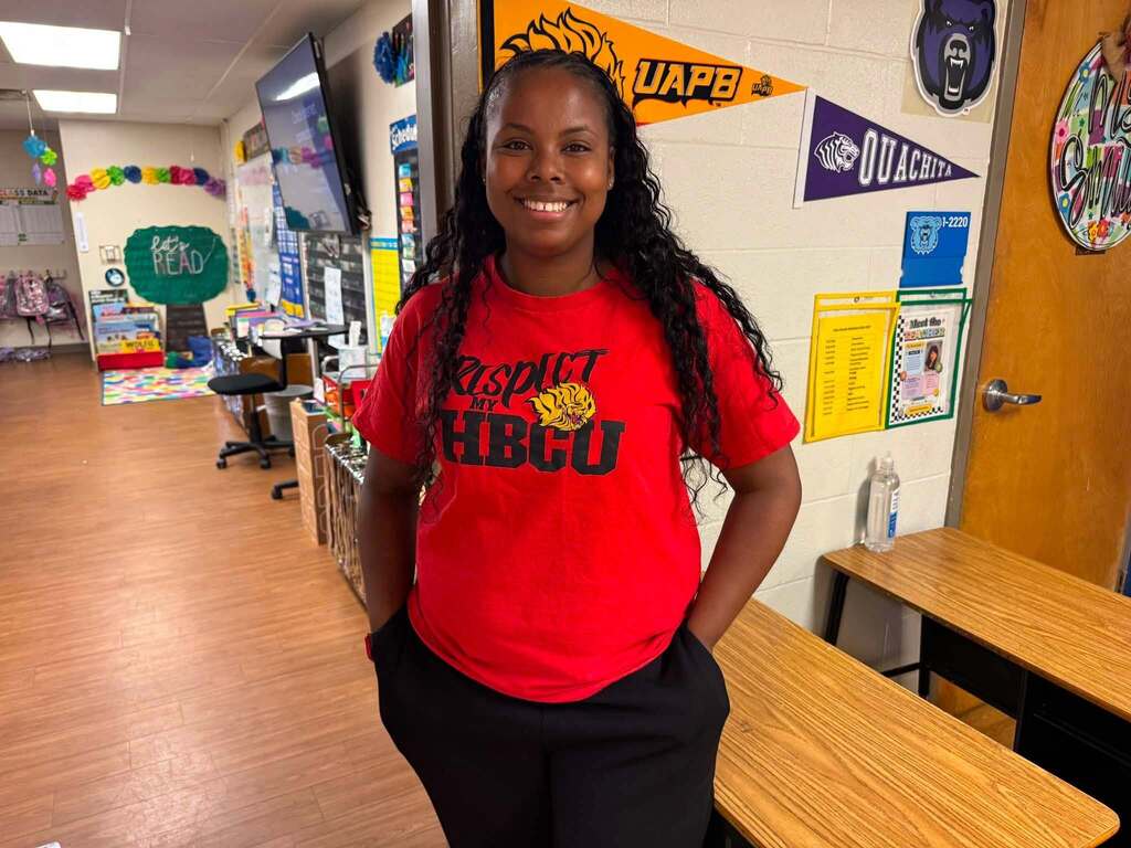 A person wearing an HBCU shirt.