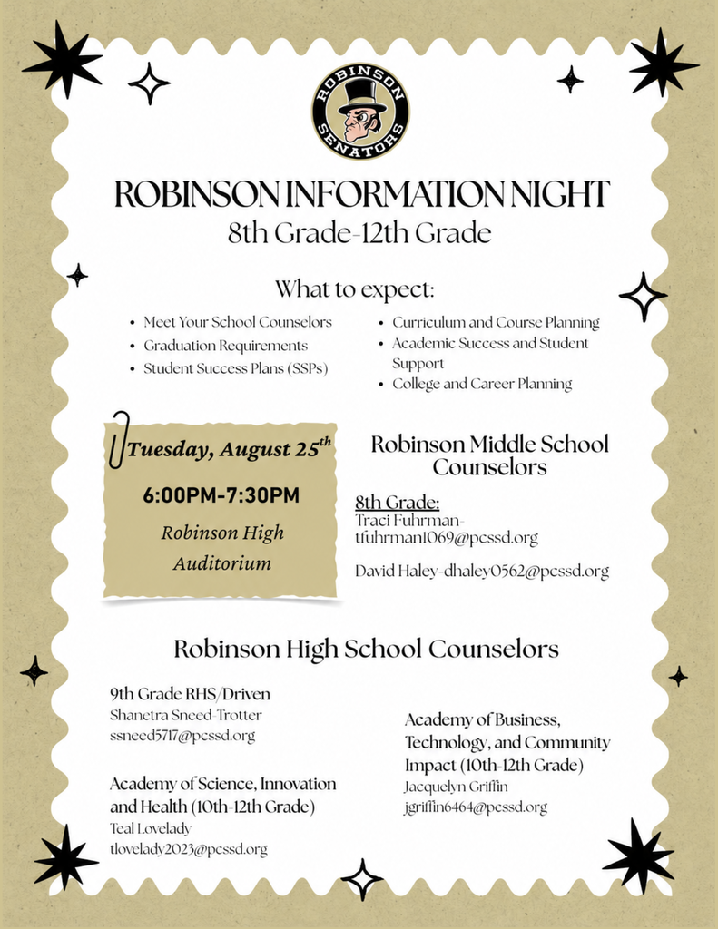 Robinson Information Night 8th - 12th