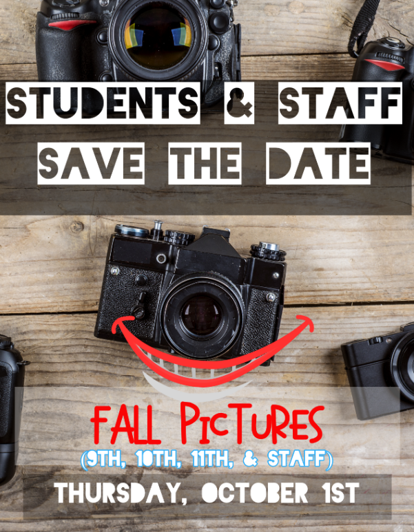 Flyer stating fall pictures will be October 1st