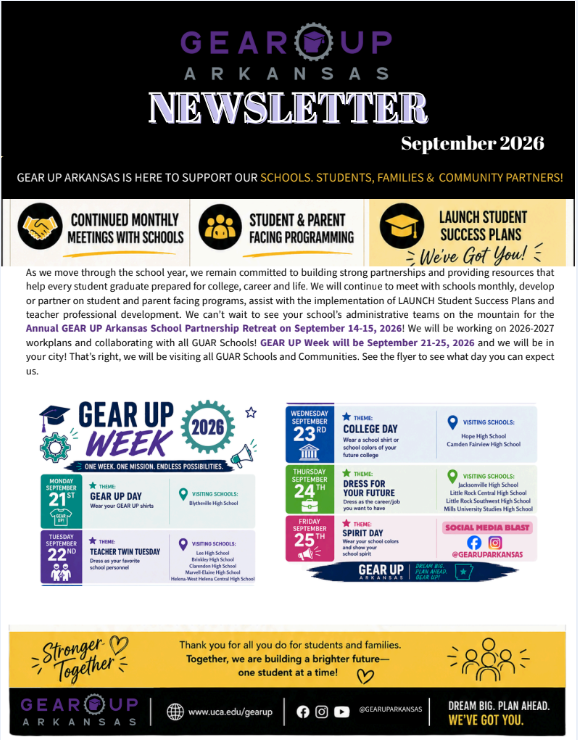 Gear Up Newsletter Page 1 September