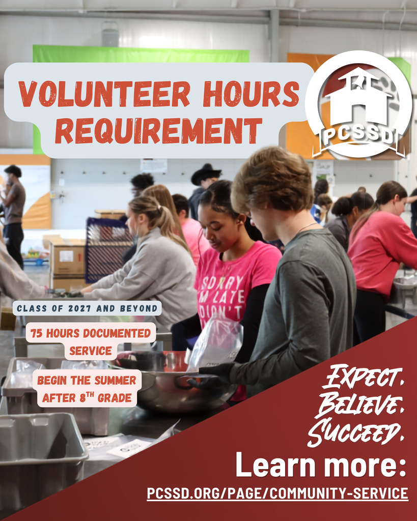 Volunteer hours flyer with PCSSD logo