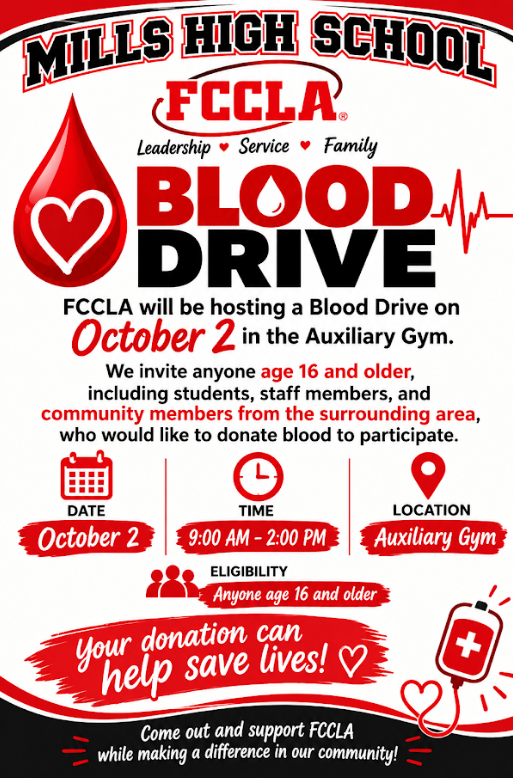 Flyer for blood drive on October 2