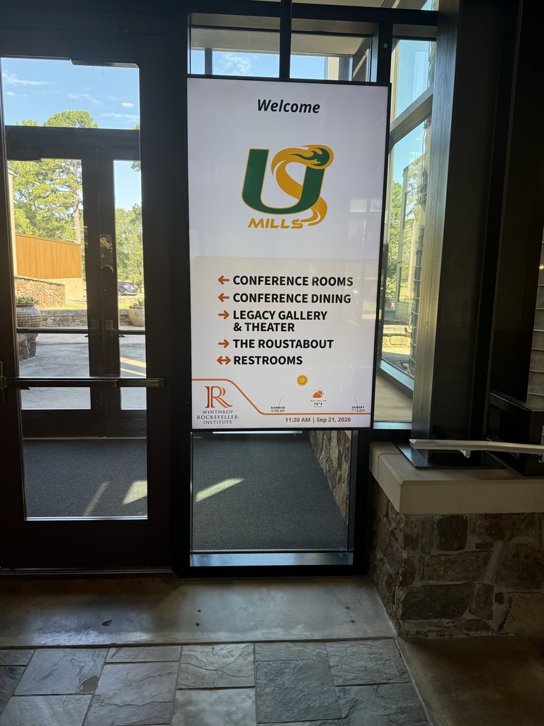 Sign welcoming Mills students