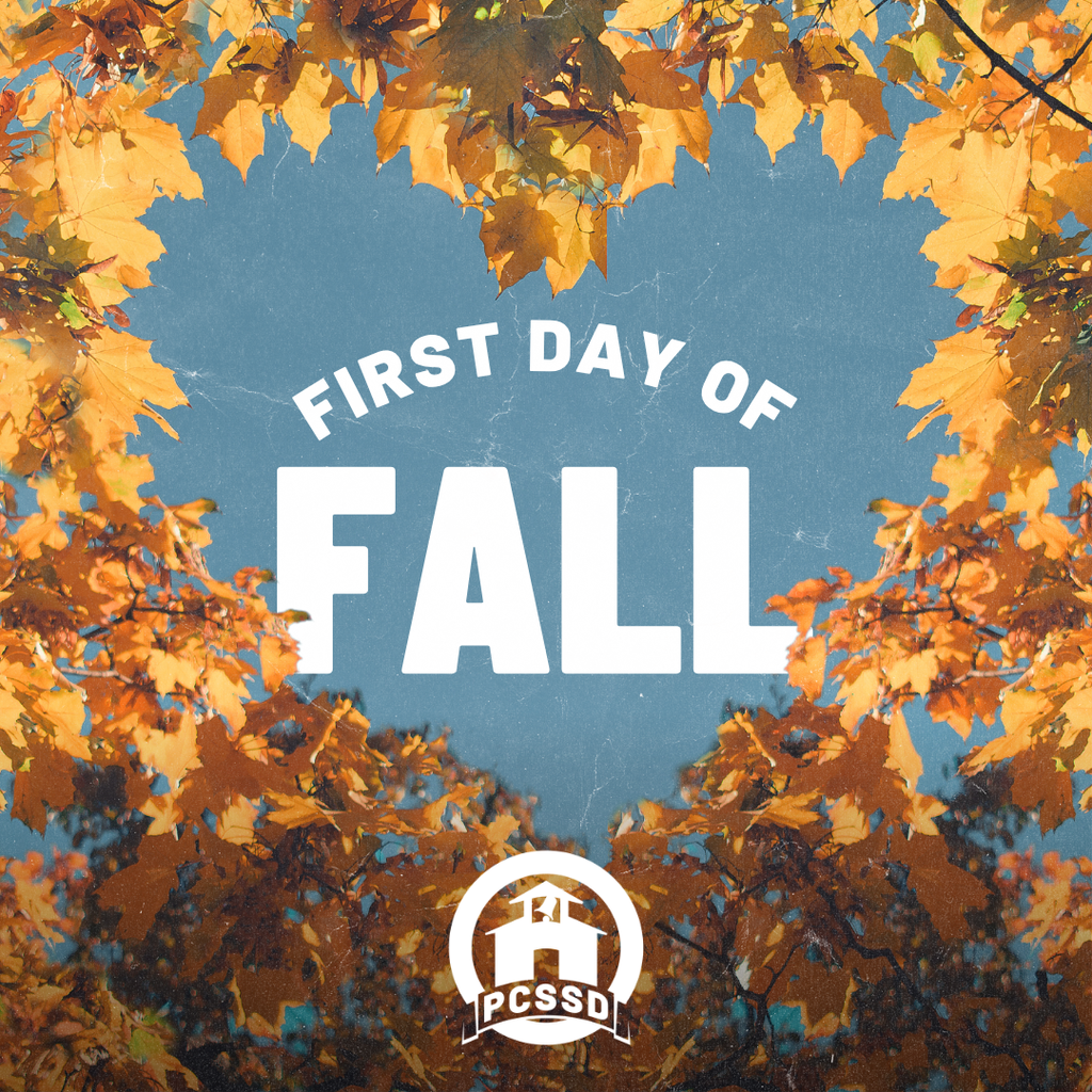 First day of Fall with leaves around it