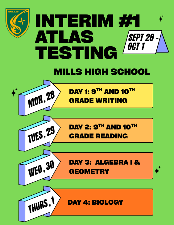 Flyer that states testing for interims on Sept 28-Oct 1