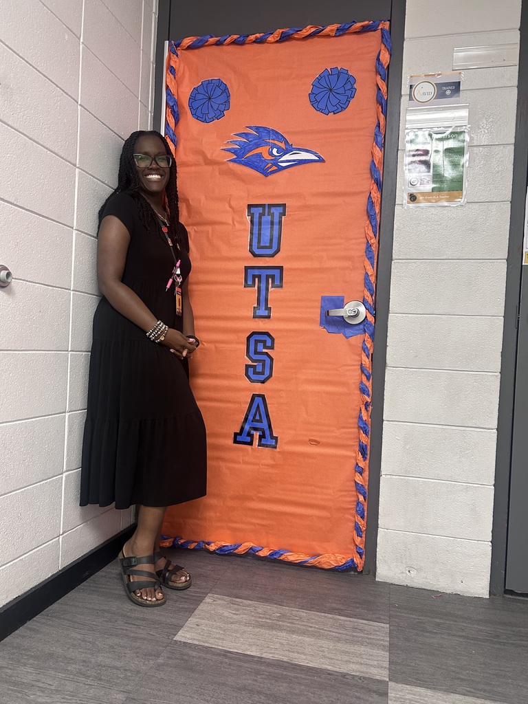 Ms. Roberson at her AVID College Door