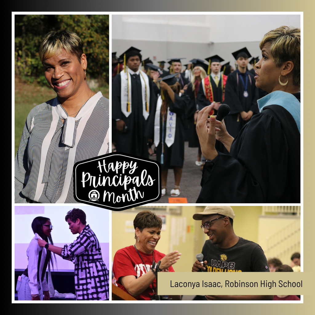 October is National Principals Month! Today, we are celebrating Laconya Isaac of Joe T. Robinson High School. Thank you for helping PCSSD students and staff #ExpectBelieveSucceed.