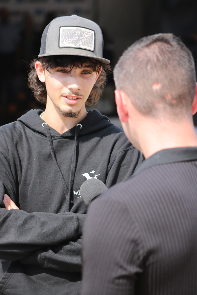 a student interviewed by a television station.
