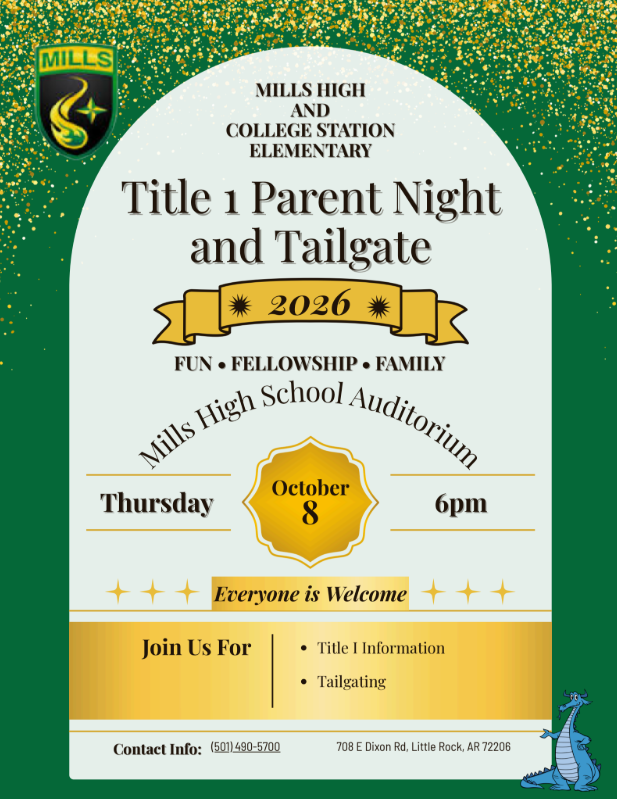 Flyer for Title I Parent Night and Tailgate