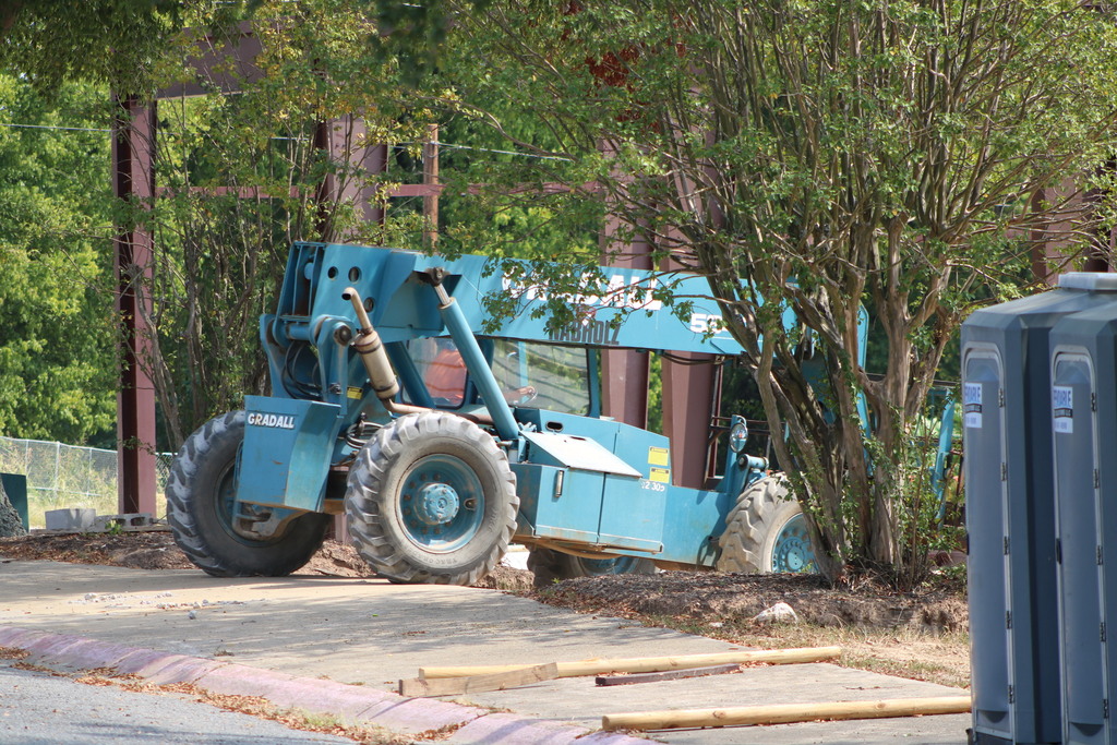 A wide shot of College Station Elementary construction showing heavy machinery