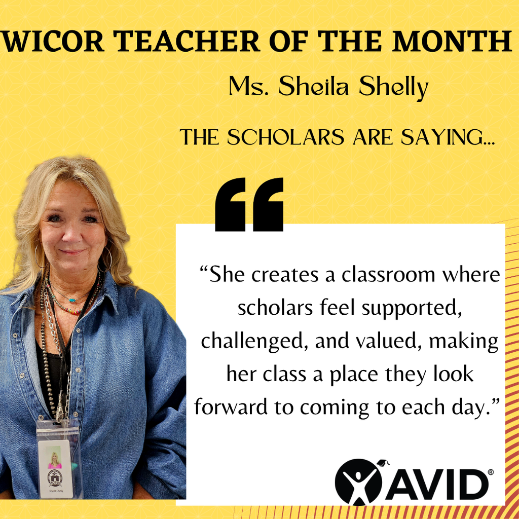 Ms. Shelly September WICOR Teacher of the Month Poster