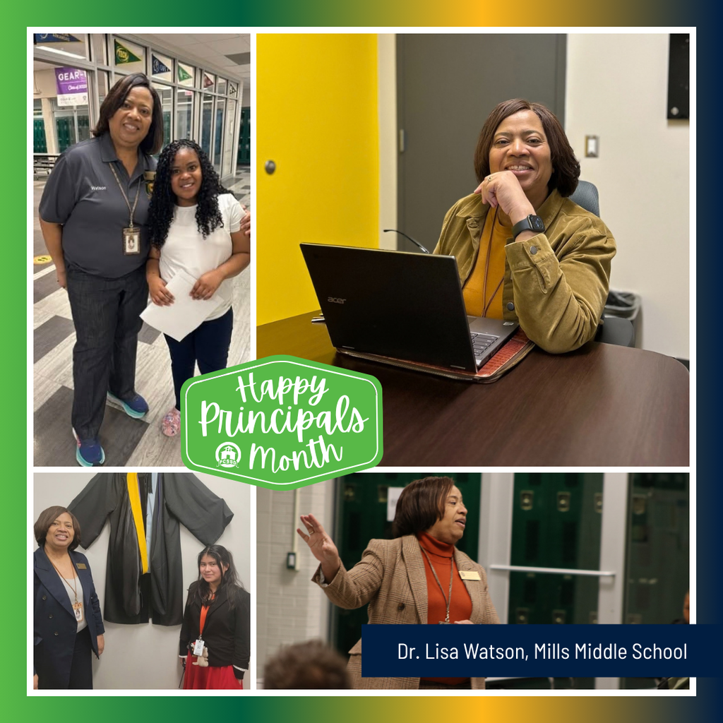 A collage image of Dr. Lisa Watson, Principal of Maumelle Charter / District Academies, that says "Happy Principals Month" with the PCSSD logo.