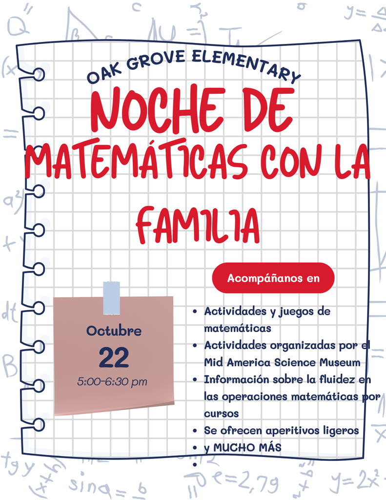 Spanish graphic for Math Night