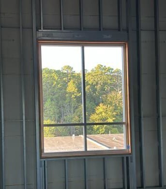 An interior of the Joe T. Robinson addition. The view is of a window.