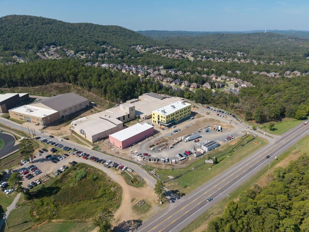 an ultrawide view of the Joe T. Robinson High campus and the surrounding area