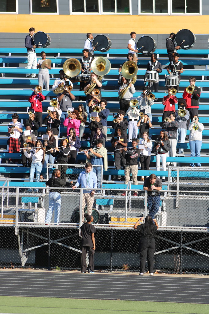 A band playing the bleachers.