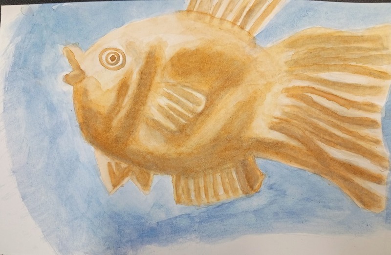 watercolor goldfish Student art
