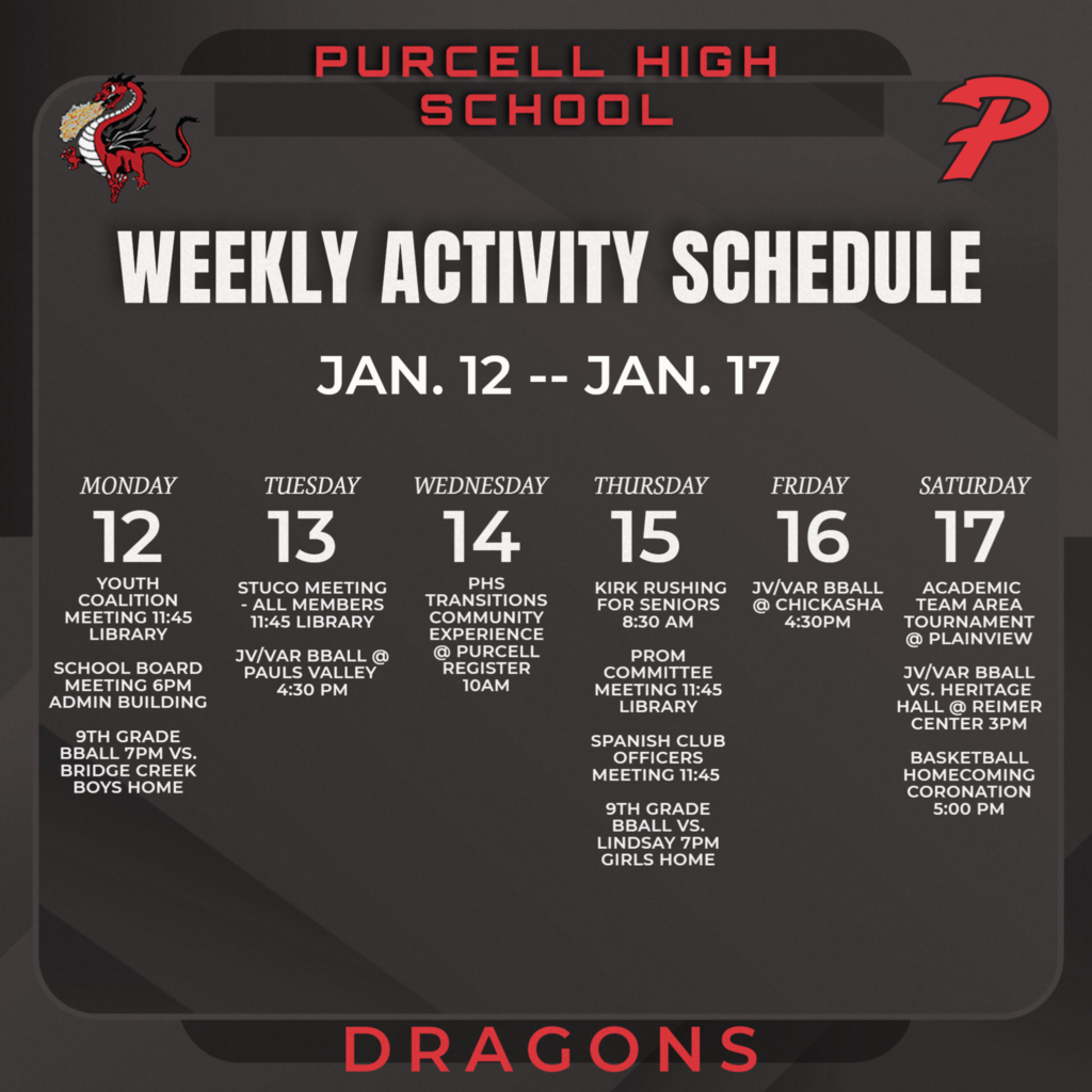 phs schedule for 1/12/26