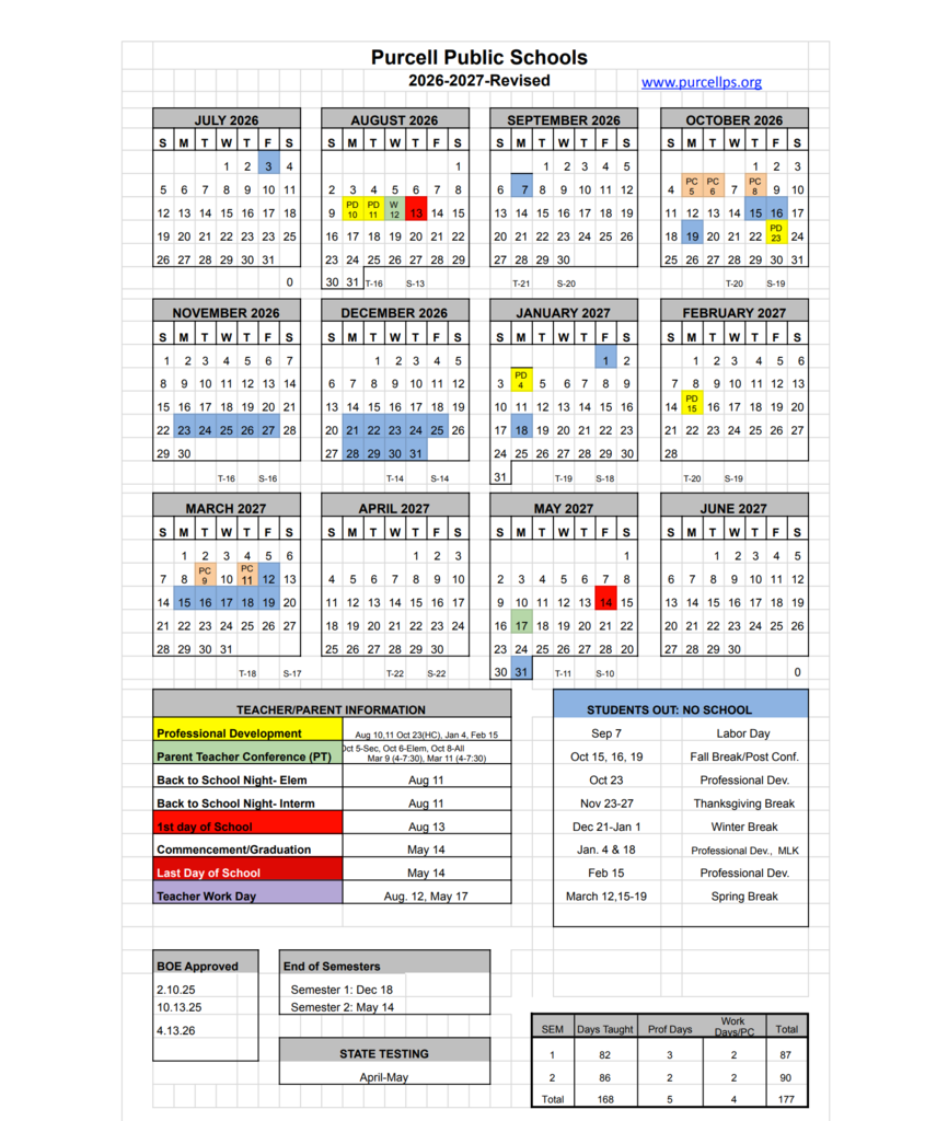 Calendar Revision for 26-27 School Year