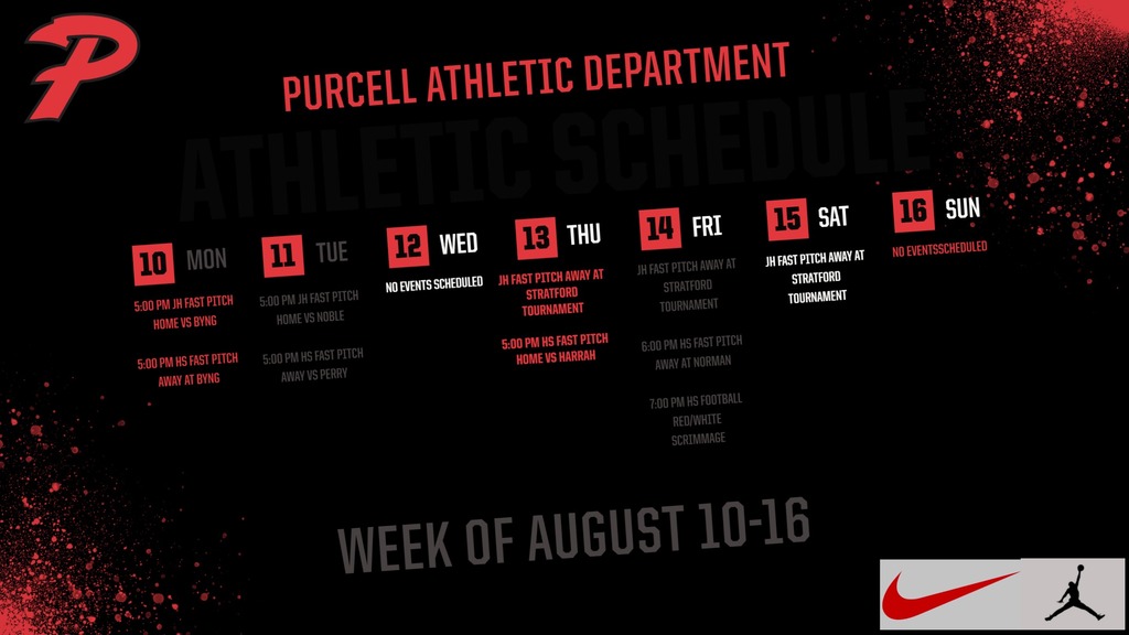 August 10-16 Athletic Events