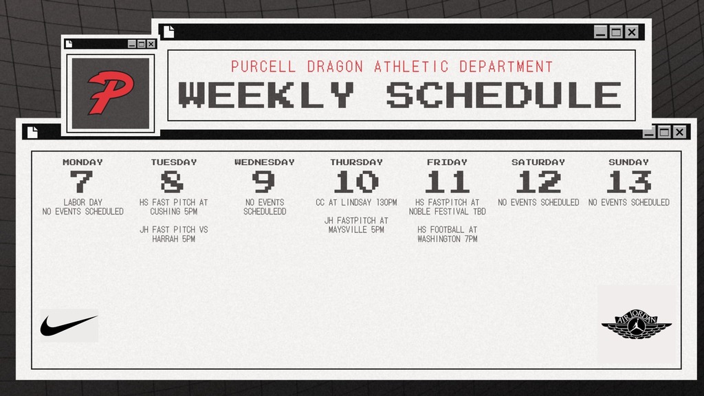 Purcell Dragon Athletic Calendar September 7-13
