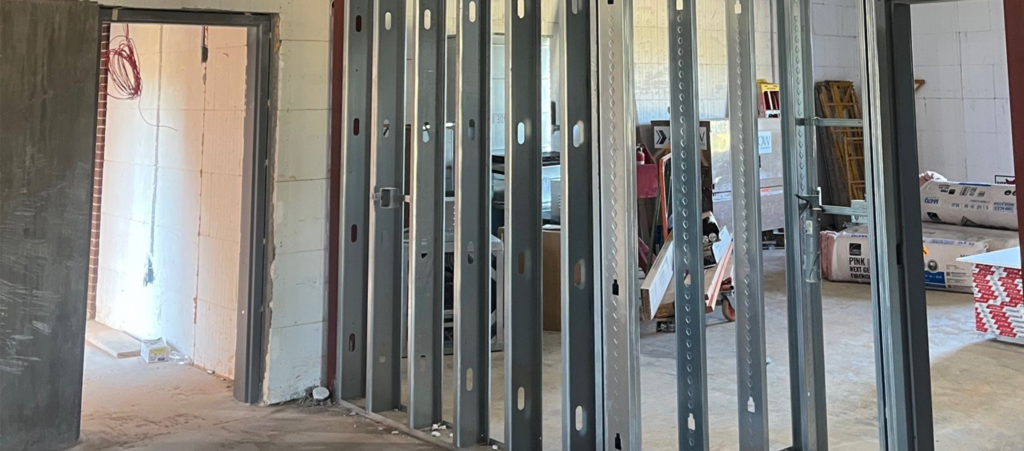 Exterior door and interior framing of Intermediate safe rooms.