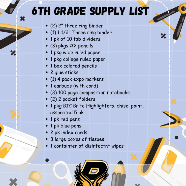 6th Grade List