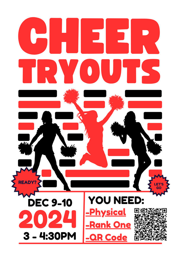 Cheer Tryout Dec 9th 10th Capps Middle School