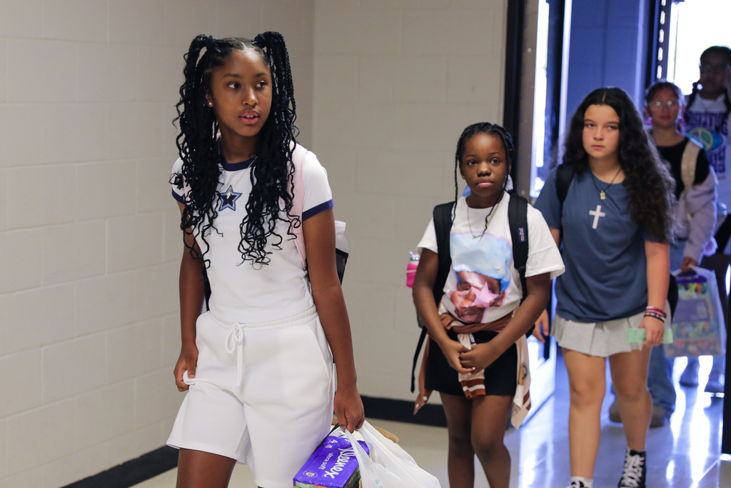 students walking