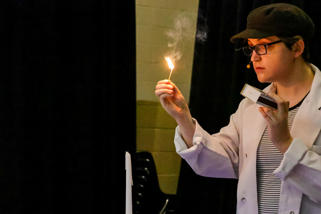 science demonstration with flame